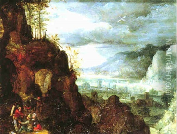 Paysage De Montagne Avec Des Promeneurs Oil Painting - Frans Floris the Elder
