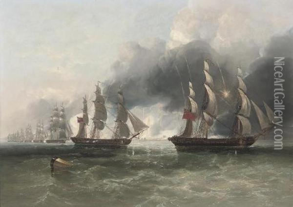 The Forcing Of The Scheldt, 11th August 1809 Oil Painting - John Wilson Carmichael