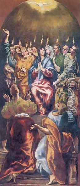 The Pentecost 1596-1600, Oil on canvas, 275 x 127 cm, Museo del Prado, Madrid Oil Painting - El Greco (Domenikos Theotokopoulos)