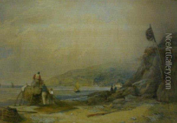 Pecheurs Sur Un Rivage Oil Painting - Henry Barlow Carter