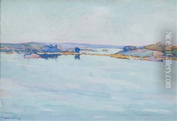 L`embouchure Du Trieux, L`ile A Bois Oil Painting - Paul Madeline