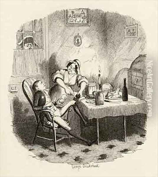 Mr Claypole as he appeared when his master was out Oil Painting - George Cruikshank I