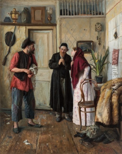 The Pawnbroker Oil Painting - Michael Abramovitch Balunin