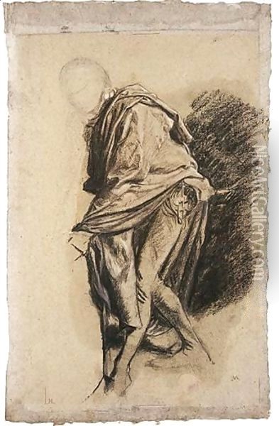 Study Of A Figure In A Cloak, Leaning Forward Oil Painting - Jean-Louis-Ernest Meissonier