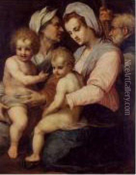 The Holy Family With Saint Elisabeth And The Infant Saint John The Baptist Oil Painting - Andrea Del Sarto