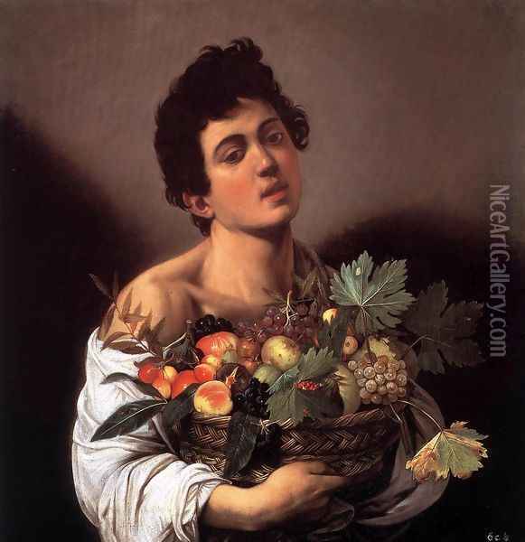 Boy with a Basket of Fruit (Giovane con un cesto di frutta) Oil Painting - Caravaggio