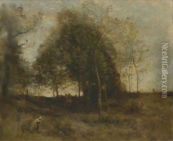 Soir En Normandie Oil Painting - Jean-Baptiste-Camille Corot