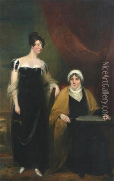 Portrait Of A Lady And Her Daughter Oil Painting - Thomas Lawrence