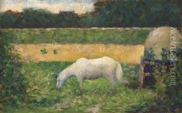 Paysage Avec Cheval Oil Painting - Georges Seurat