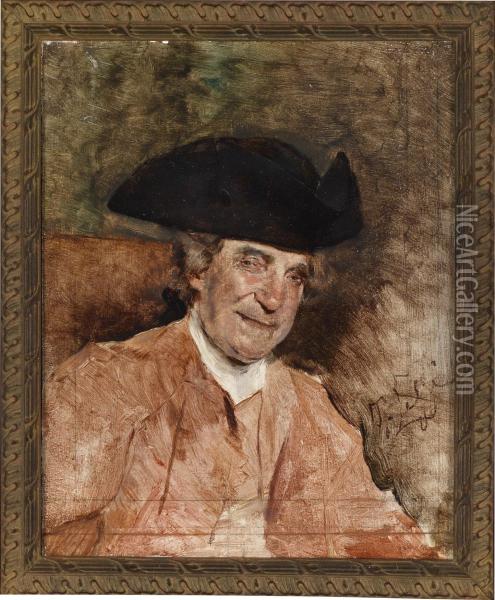 Portrait Of A Gentleman In A Tricorne Oil Painting - Tito Giovanni Lessi