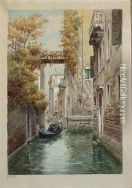 Canale Veneziano Oil Painting - Raffaele Mainella