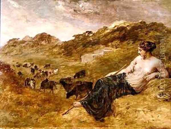 Cyrene and Cattle Oil Painting - Edward Calvert