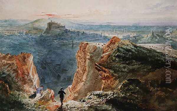 Salisbury Crags, Edinburgh Oil Painting - William Bell Scott