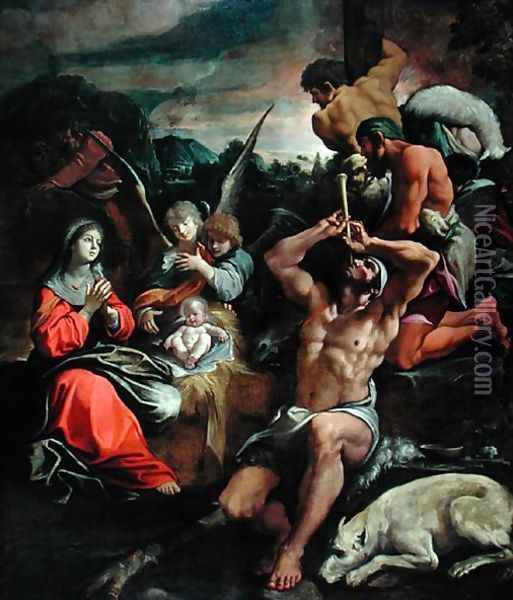 The Adoration of the Shepherds Oil Painting - Giacomo Cavedone