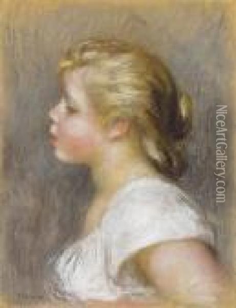 Jeune Fille De Profil Oil Painting - Pierre Auguste Renoir