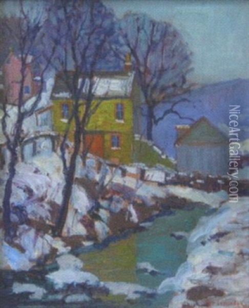 The Paunnacussing Creek At Carversville, Pa Oil Painting - Fern Isabel Coppedge