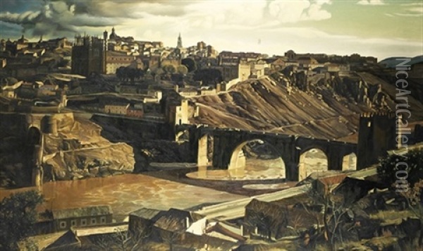 Vista De Toledo Oil Painting - Pablo De Uranga