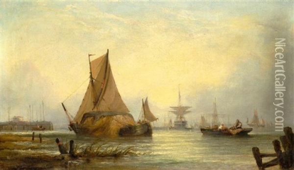 Harbour Scene With Ships Oil Painting - William Callcott Knell