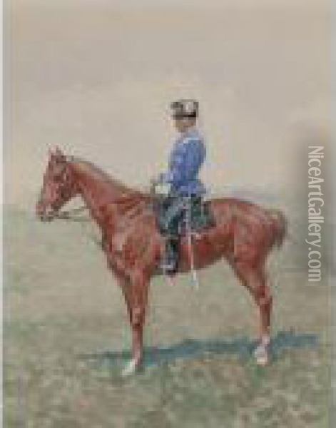 Prussian Cavalry Officer On Horseback Oil Painting - Frederic Remington