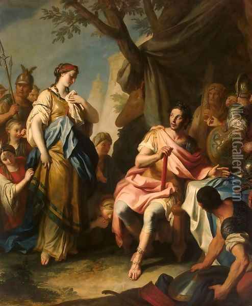 Alexander the Great and Roxane Oil Painting - Pietro Antonio Rotari