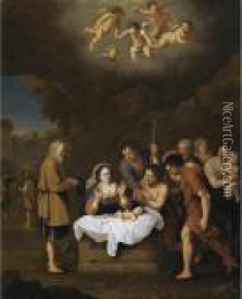 The Nativity Oil Painting - Jan van Haensbergen
