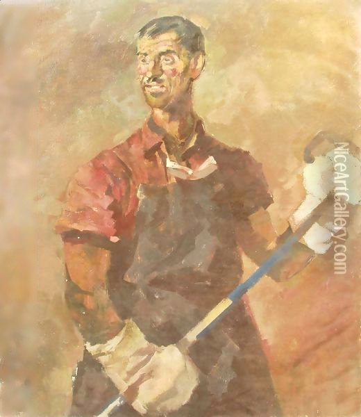 Furnaceman 1950 Oil Painting - Gizella Domotor