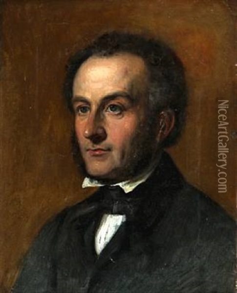 Portrait Of The Danish Doctor Claus Jacob Emil Hornemann (1810-1890) In Black Jacket Oil Painting - Wilhelm Nicolai Marstrand