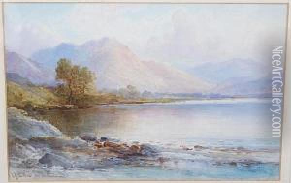 On Buttermere Oil Painting - Edith A. Stock