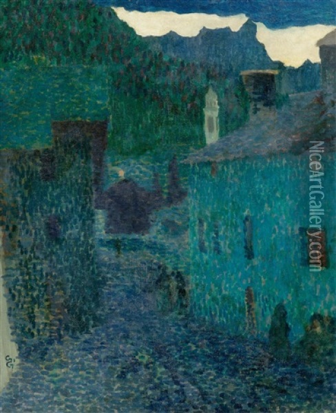Night In Borgonovo Oil Painting - Giovanni Giacometti