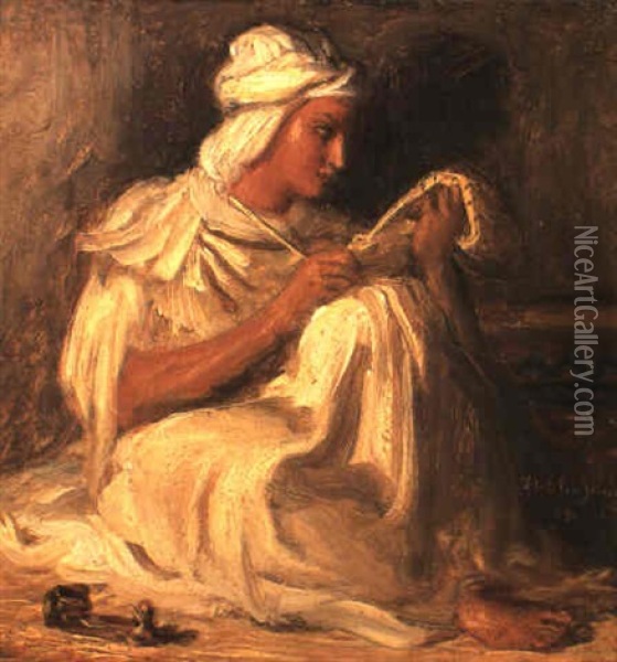 Jeune Taleb Assis Oil Painting - Theodore Chasseriau