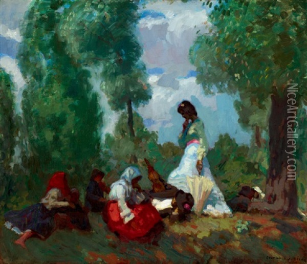 In The Open-air Oil Painting - Bela Ivanyi Gruenwald