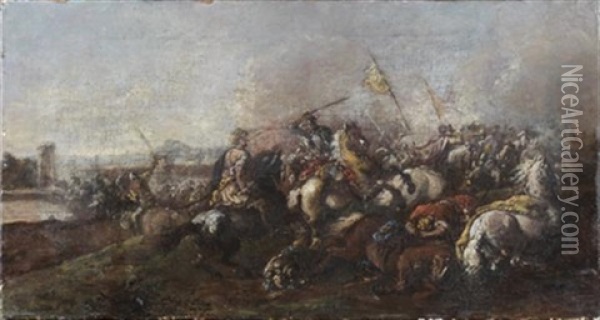 Choc De Cavalerie Avec Des Turcs Oil Painting - Jacques Courtois