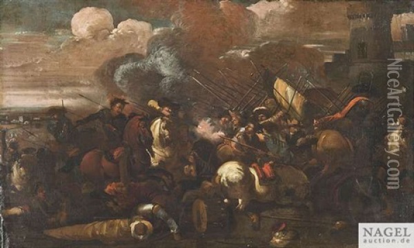 Reiterschlacht Im Pulverdampf Oil Painting - Jacques Courtois