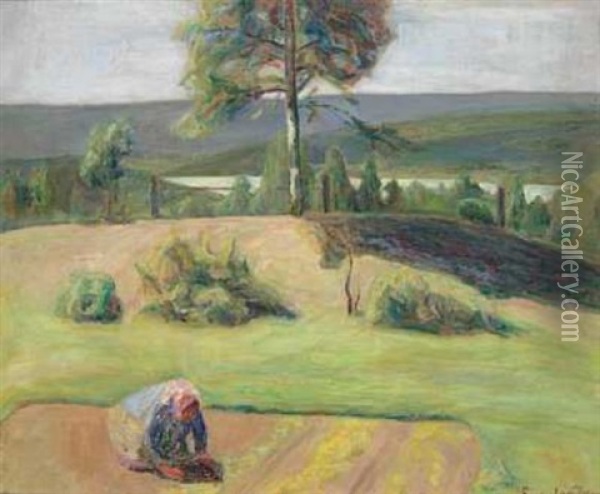 Kvinne Som Sar Oil Painting - Einar Sandberg