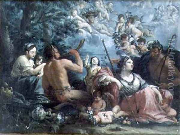 Nymphs Satyrs and Putti Oil Painting - Francesco Monti