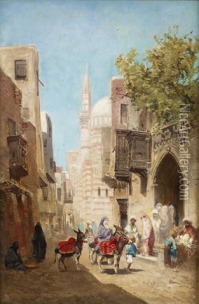 Devant La Mosquee Oil Painting - Godefroy de Hagemann