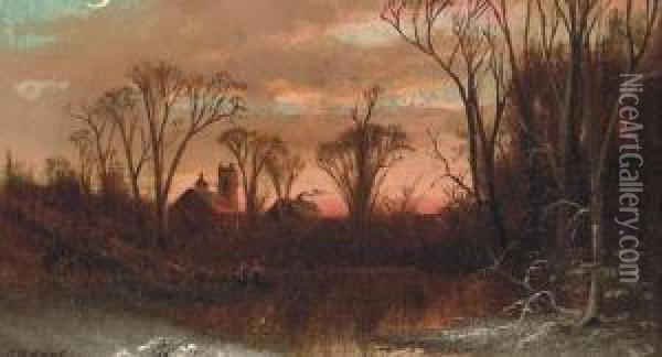 Twilight Of The Old Year Oil Painting - Charles Day Hunt