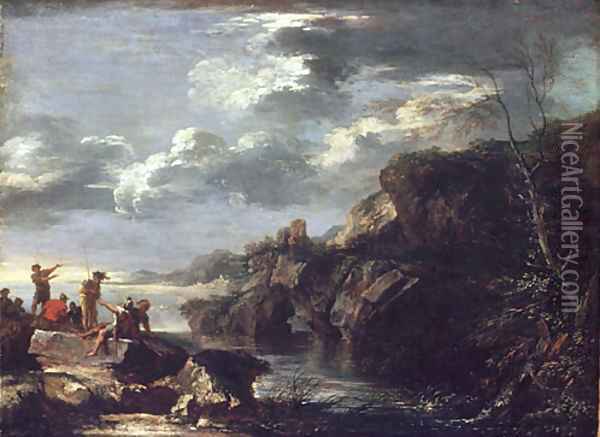 Bandits on a Rocky Coast Oil Painting - Salvator Rosa