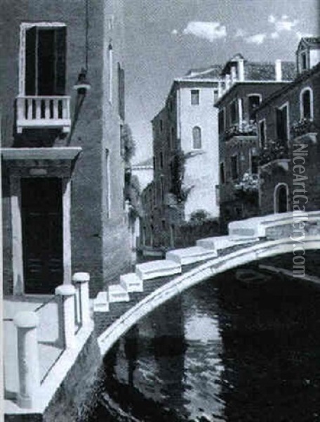 Puente Sobre Canal Venecia Oil Painting - Antonio Rizzi