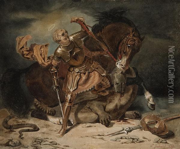 St. George Slaying The Dragon Oil Painting - Eugene Charles Fr. Guerard