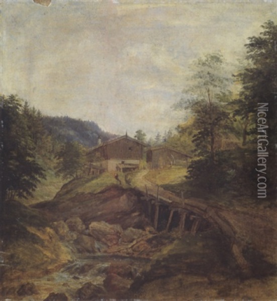 Oberbayerische Landschaft Mit Gehoft Oil Painting - Cantius Dillis