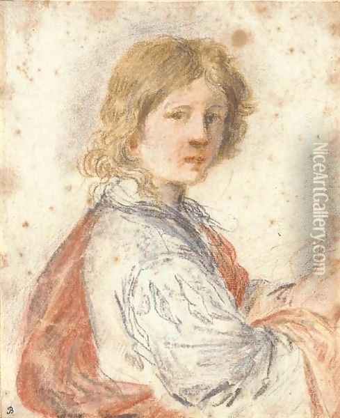 A young man, half-length Oil Painting - Giovanni Francesco Barbieri