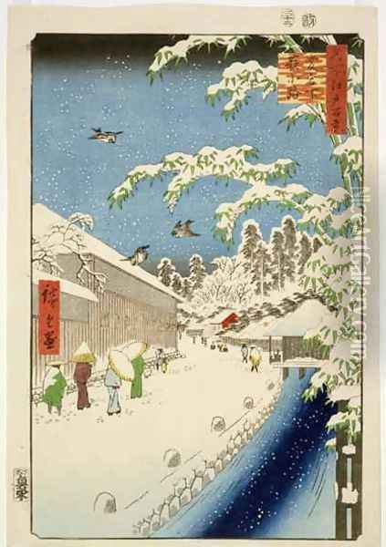TH Riches 1913 Yabu Street Atago print no 112 from the series 100 Views of Famous Places in Edo Meisho Edo hyakkei Oil Painting - Utagawa or Ando Hiroshige