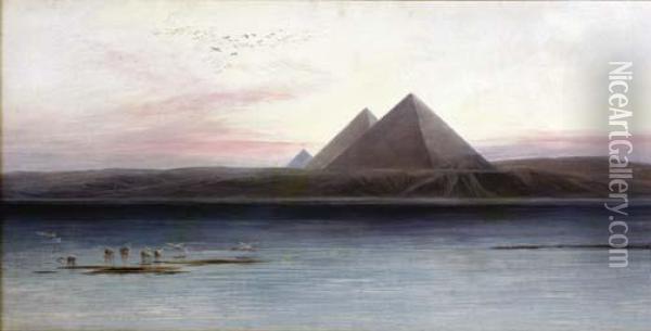 The Pyramids Of Ghizeh Oil Painting - Edward Lear