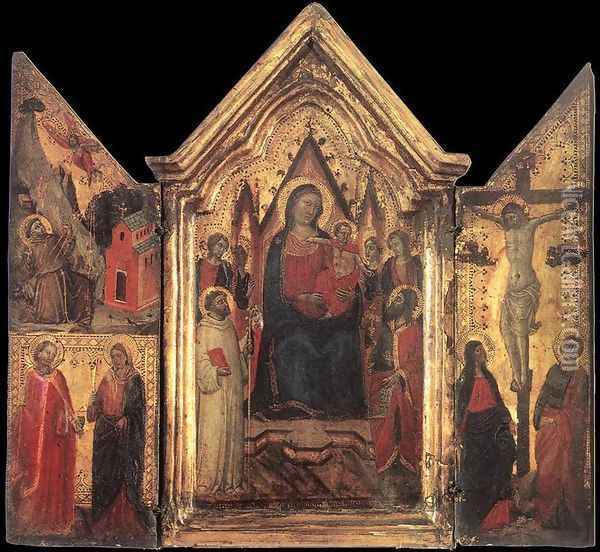 Madonna Enthroned with Angels and Saints Oil Painting - Jacopo del Casentino Landini