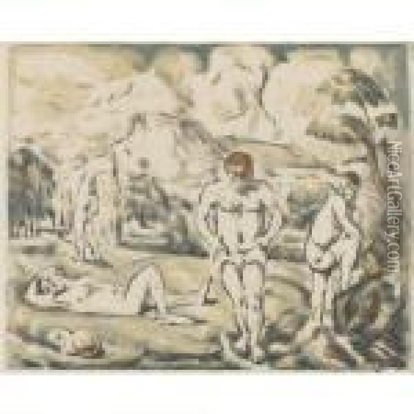 The Large Bathers Oil Painting - Paul Cezanne