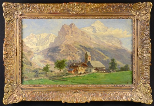 A Mountain Landscape Oil Painting - Olof Arborelius