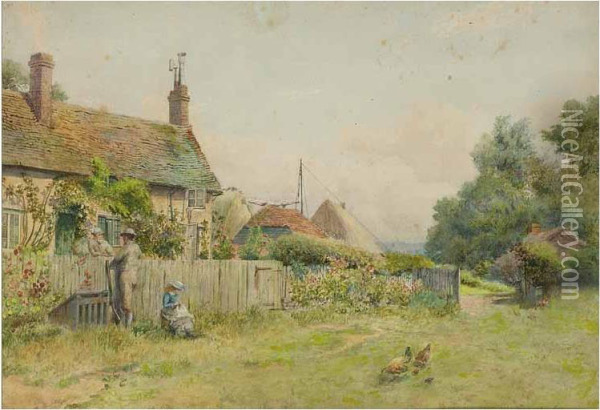The Gamekeeper's Cottage, Woodley Near Sonning Oil Painting - Georgina Laing