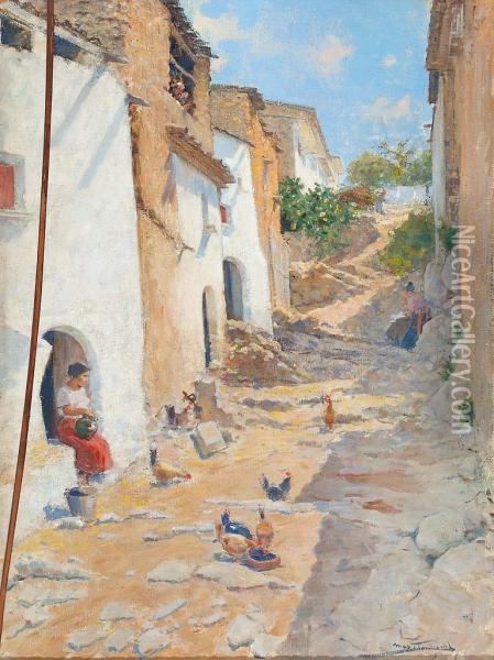 Calle De Pueblo Oil Painting - Fondevila Arcadi Mas I