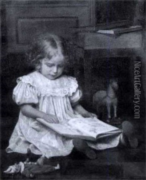 Girl Reading Oil Painting - Emil Brack